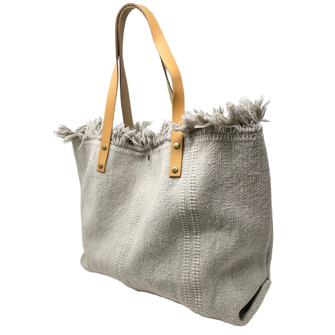 Sac à main cabas en tissu IBIZA Beige crème