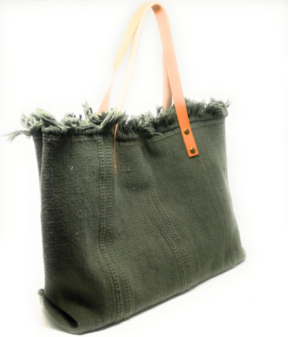 Sac à main cabas en tissu IBIZA Kaki