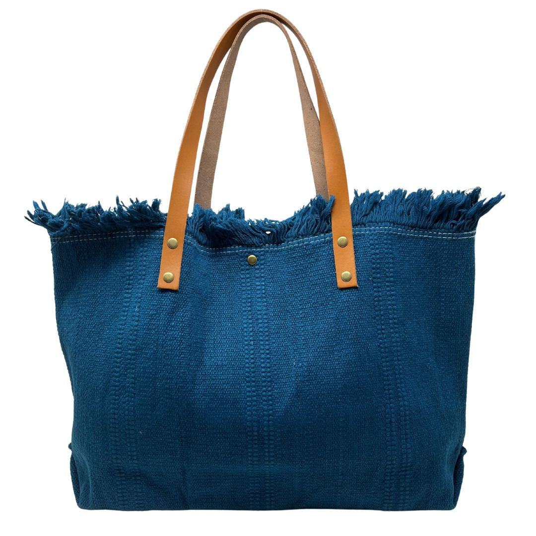Sac à main cabas en tissu IBIZA Bleu paon