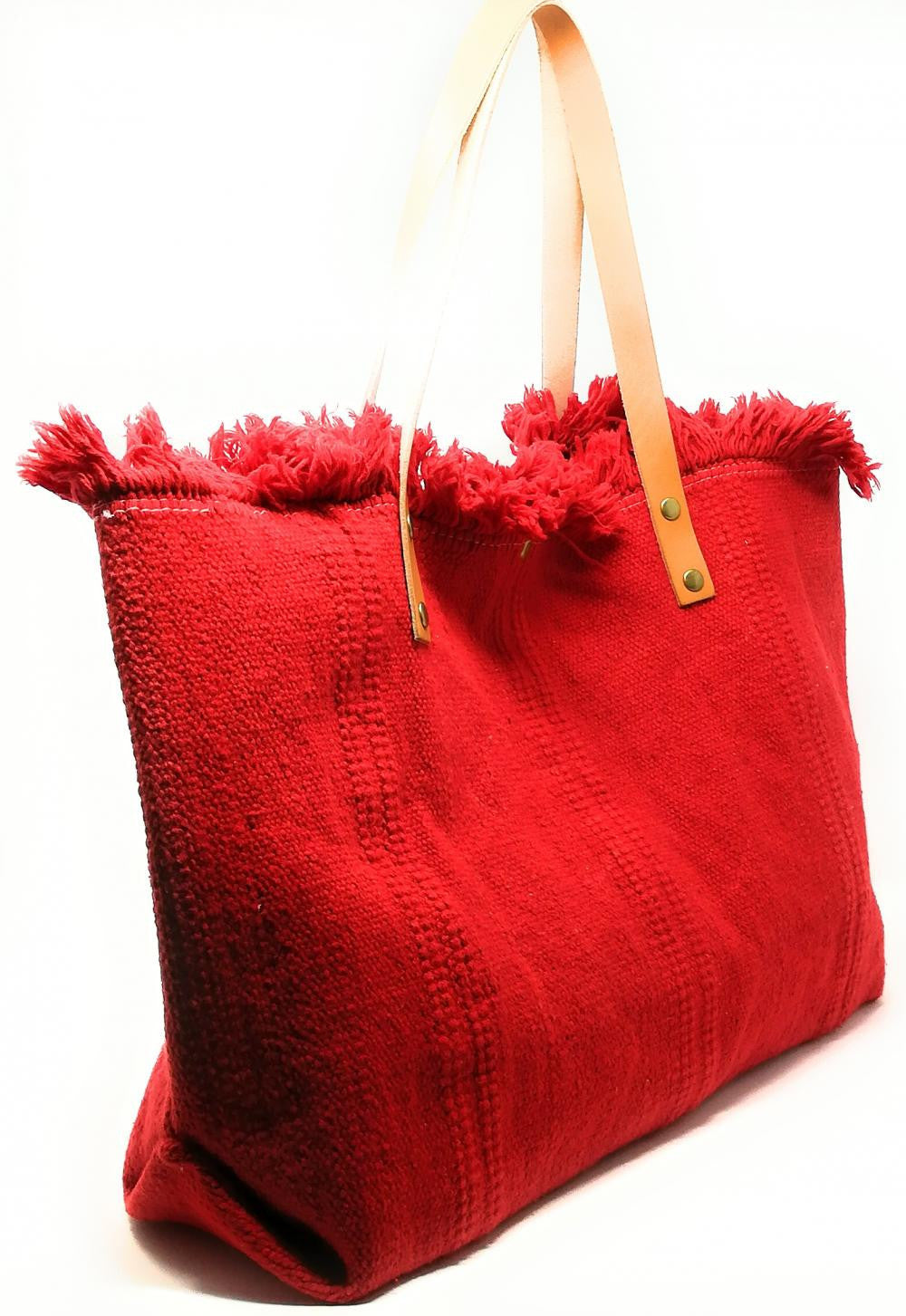 Sac à main cabas en tissu IBIZA Rouge fraise