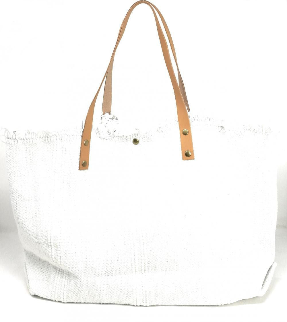 Sac à main cabas en tissu IBIZA Blanc