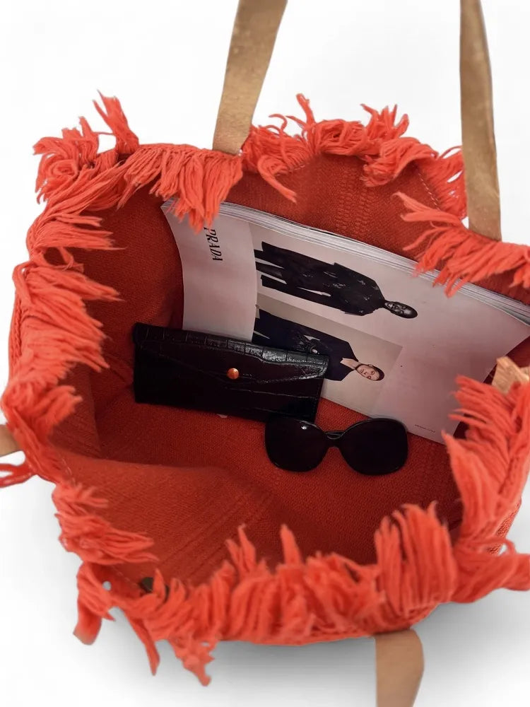 Sac à main cabas en tissu IBIZA Mandarine