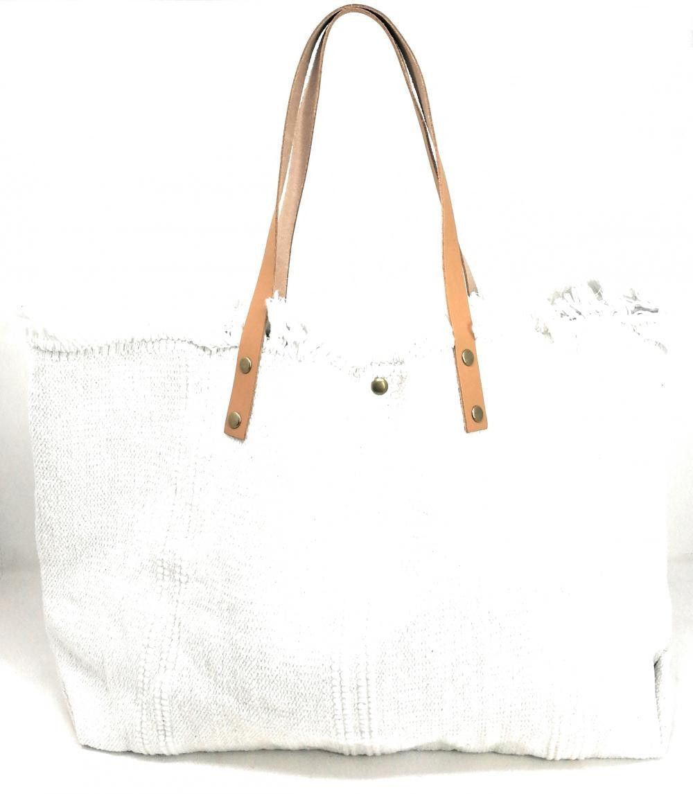 Sac à main cabas en tissu IBIZA Blanc