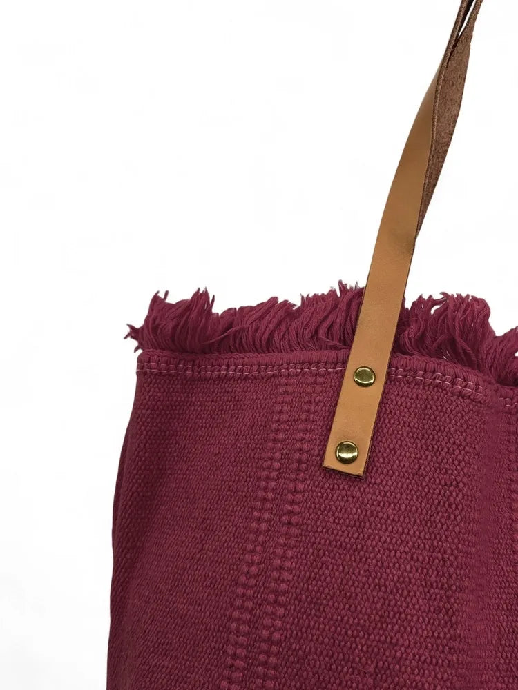 Sac à main cabas en tissu IBIZA Bordeaux