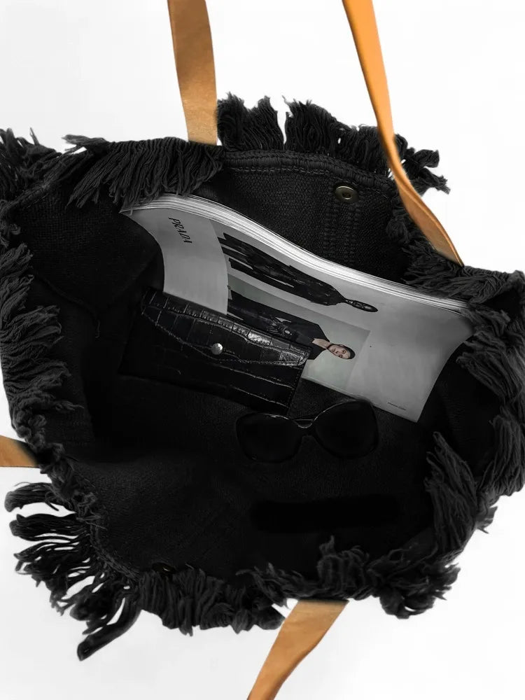 Sac à main cabas en tissu IBIZA Noir