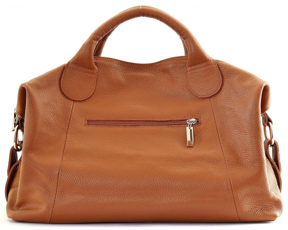 Sac à main cuir italien grainé CHAMBORD Camel foncé