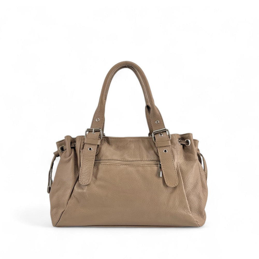 Sac bowling porté épaule en cuir grainé PRINCESSE Taupe