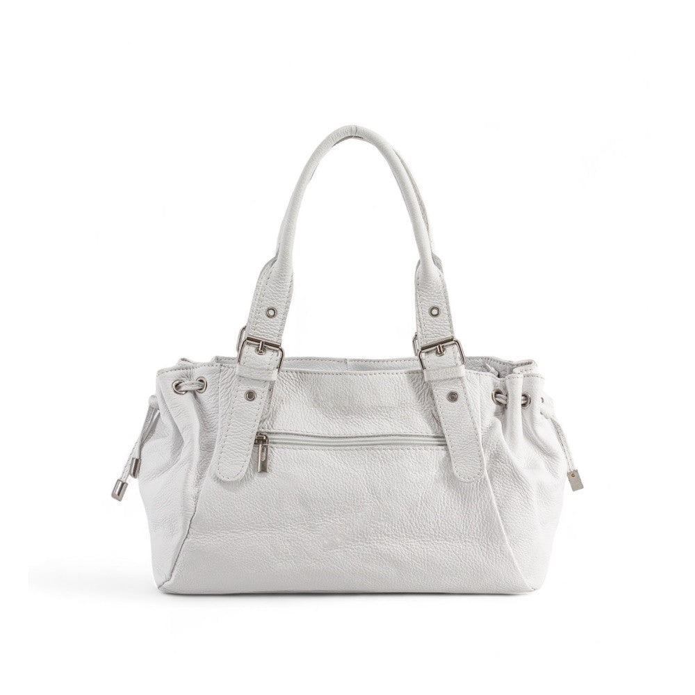 Sac bowling porté épaule en cuir grainé PRINCESSE Blanc