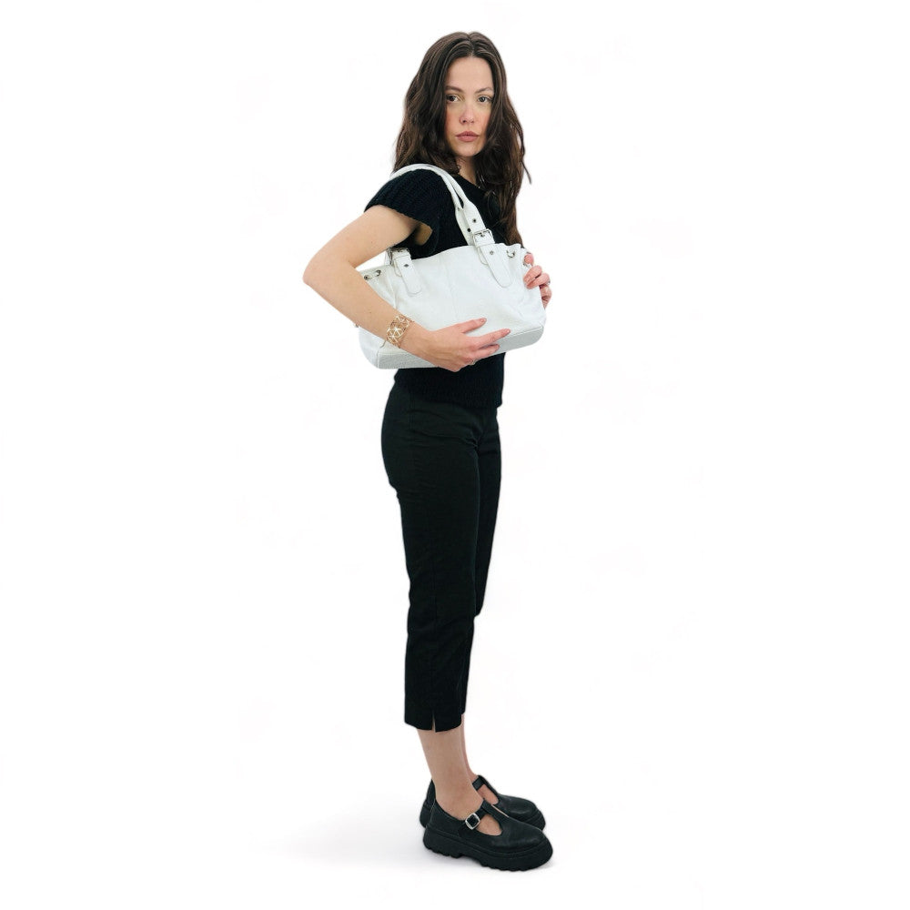 Sac bowling porté épaule en cuir grainé PRINCESSE Blanc