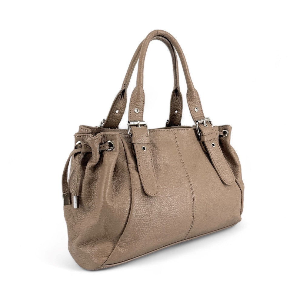 Sac bowling porté épaule en cuir grainé PRINCESSE Taupe