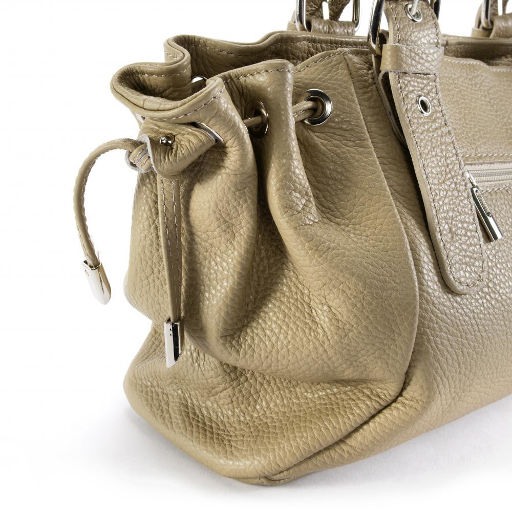 Sac bowling porté épaule en cuir grainé PRINCESSE Taupe clair