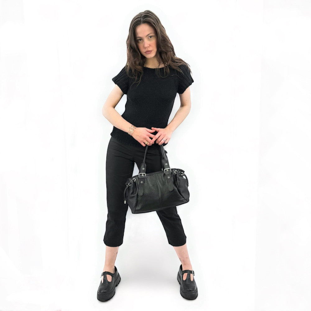 Sac bowling porté épaule en cuir grainé PRINCESSE Noir