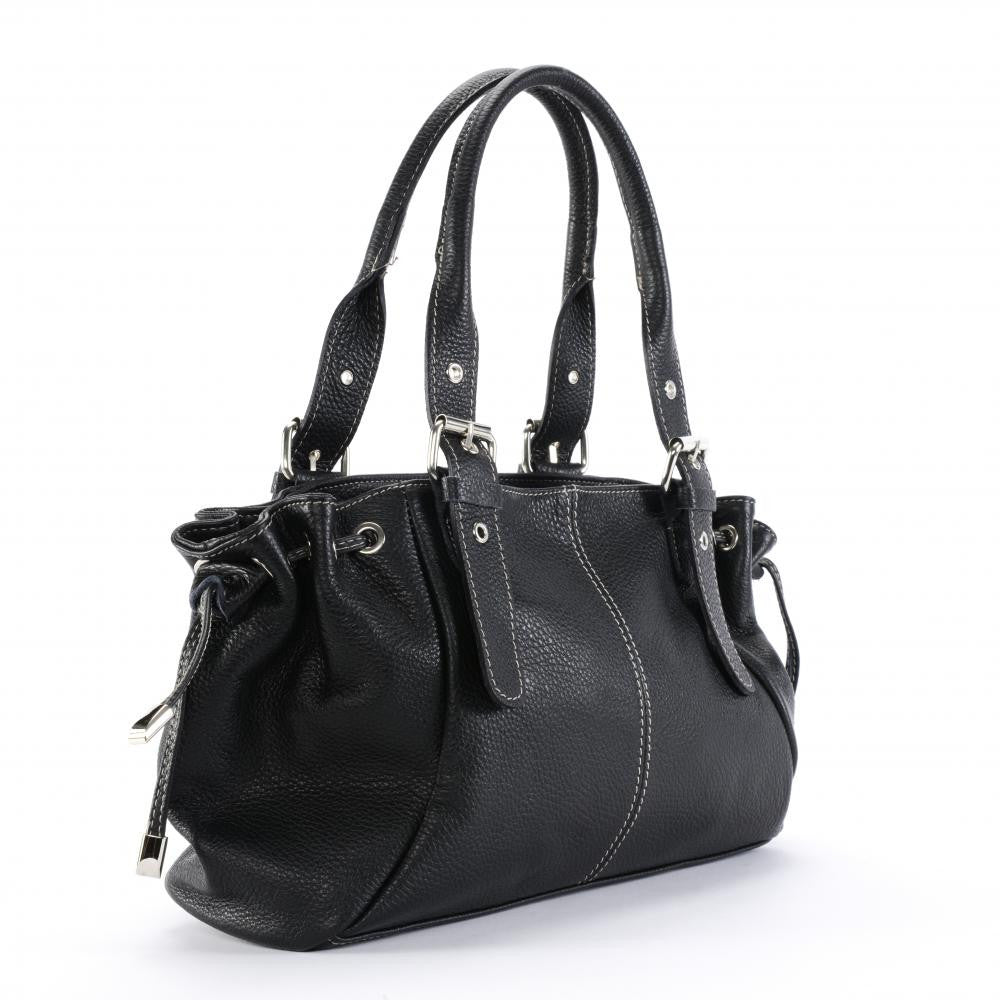 Sac bowling porté épaule en cuir grainé PRINCESSE Noir