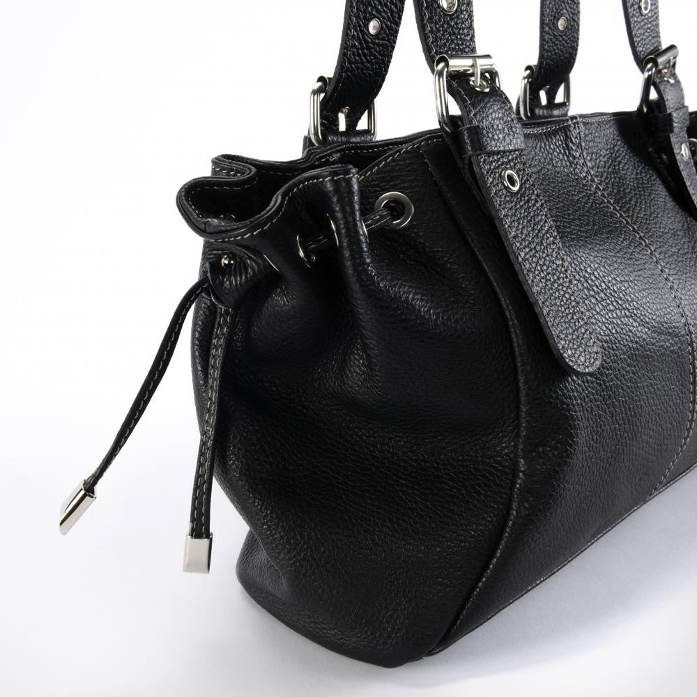 Sac bowling porté épaule en cuir grainé PRINCESSE Noir
