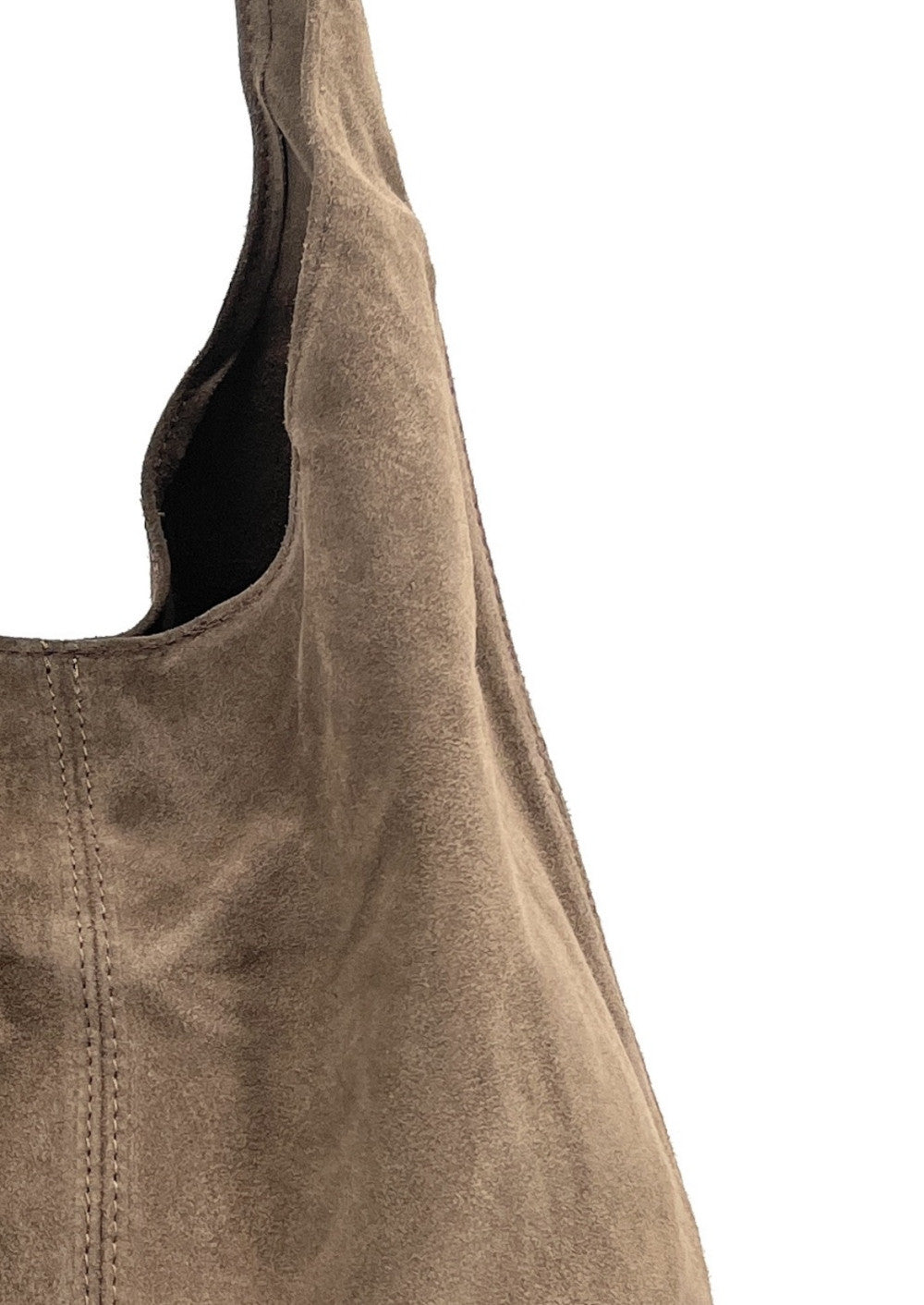 Sac à main de forme HOBO en croûte de cuir épais EVA E.L. Taupe foncé