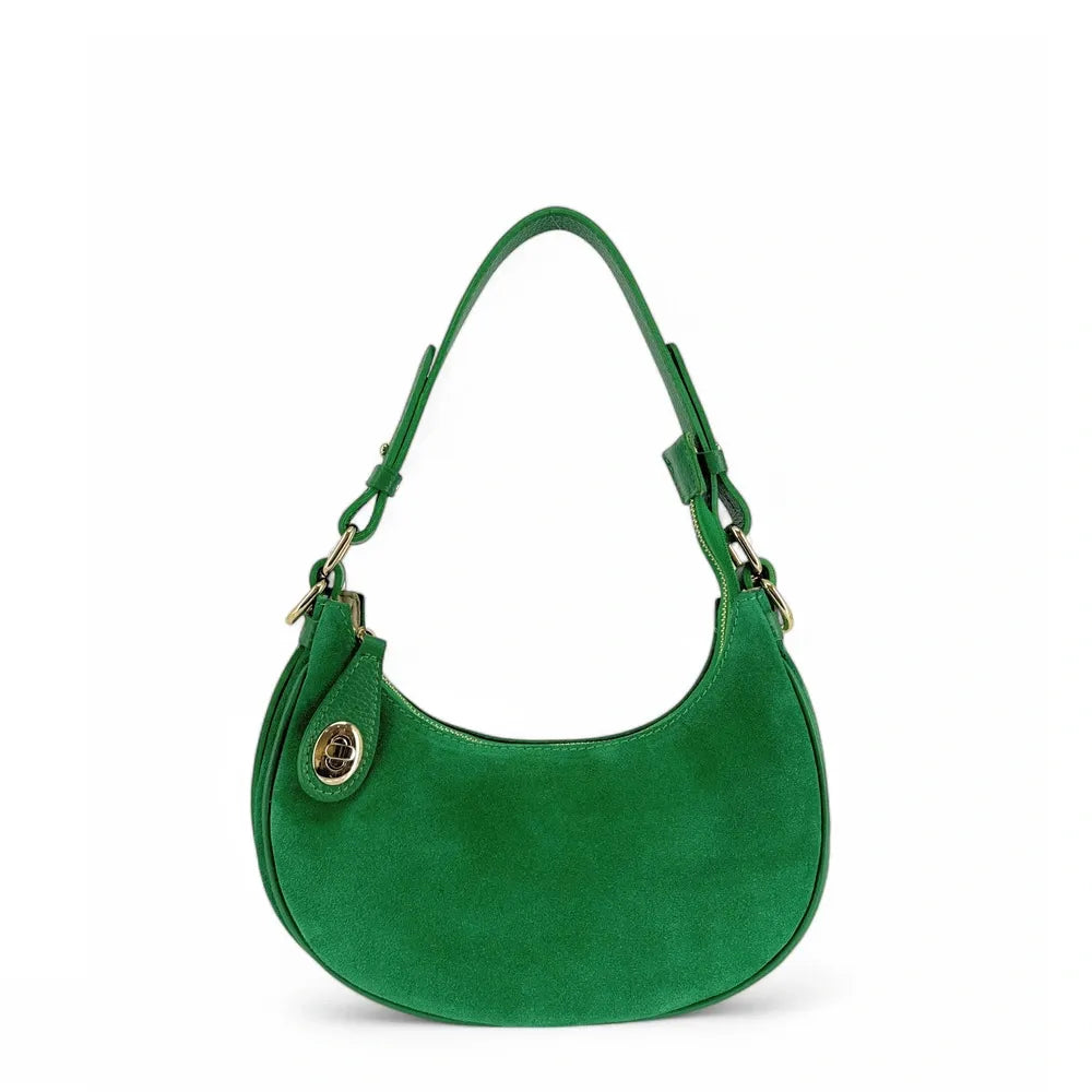 Sac à main demi-lune en croûte de cuir MUNE Vert anglais