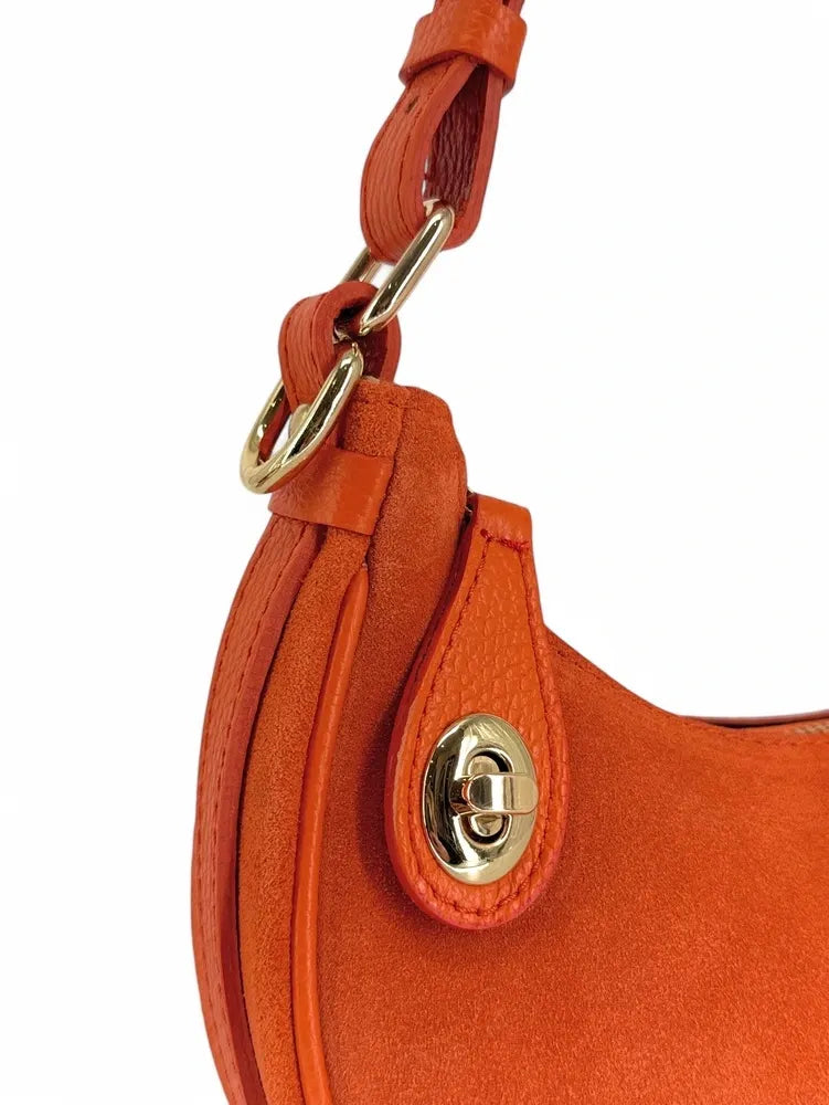 Sac à main demi-lune en croûte de cuir MUNE Orange