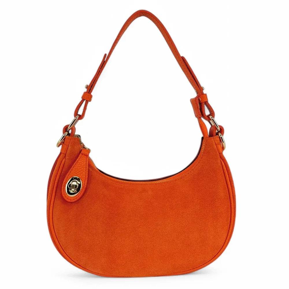 Sac à main demi-lune en croûte de cuir MUNE Orange