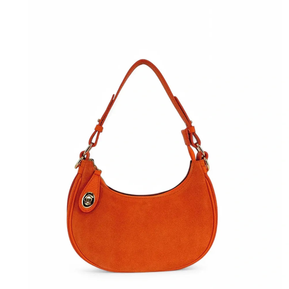 Sac à main demi-lune en croûte de cuir MUNE Orange