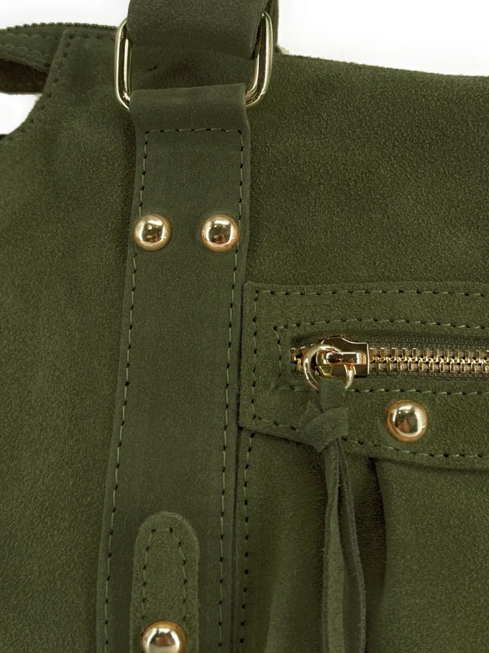 Sac à main en croûte de cuir STORM SUEDE GOLD Kaki