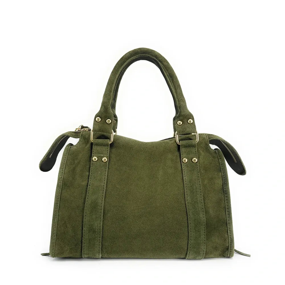 Sac à main en croûte de cuir STORM SUEDE GOLD Kaki