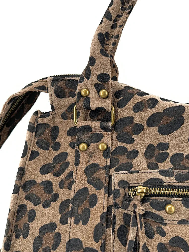 Sac à main en cuir à motif SANDSTORM LEO E.L. Léopard