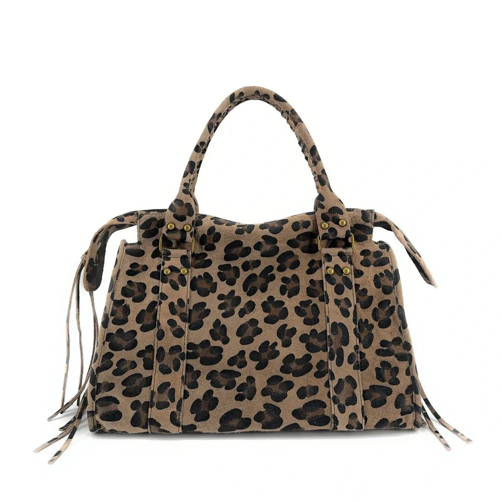 Sac à main en cuir à motif SANDSTORM LEO E.L. Léopard