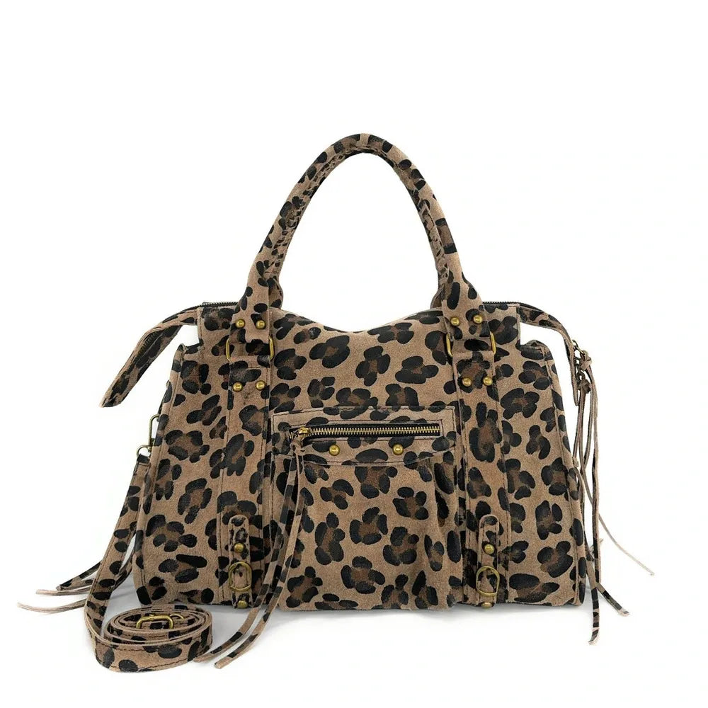 Sac à main en cuir à motif SANDSTORM LEO E.L. Léopard