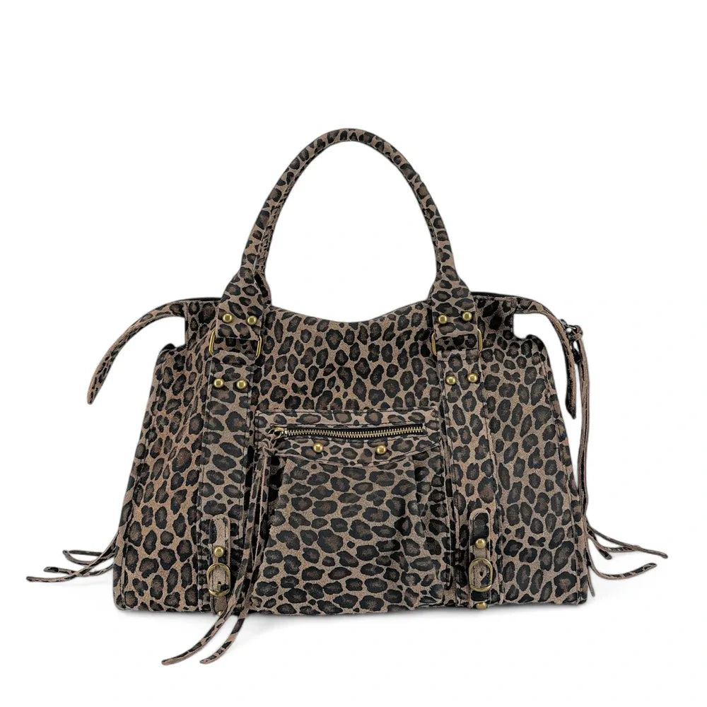 Sac à main en cuir à motif SANDSTORM LEO E.L. Ocelot