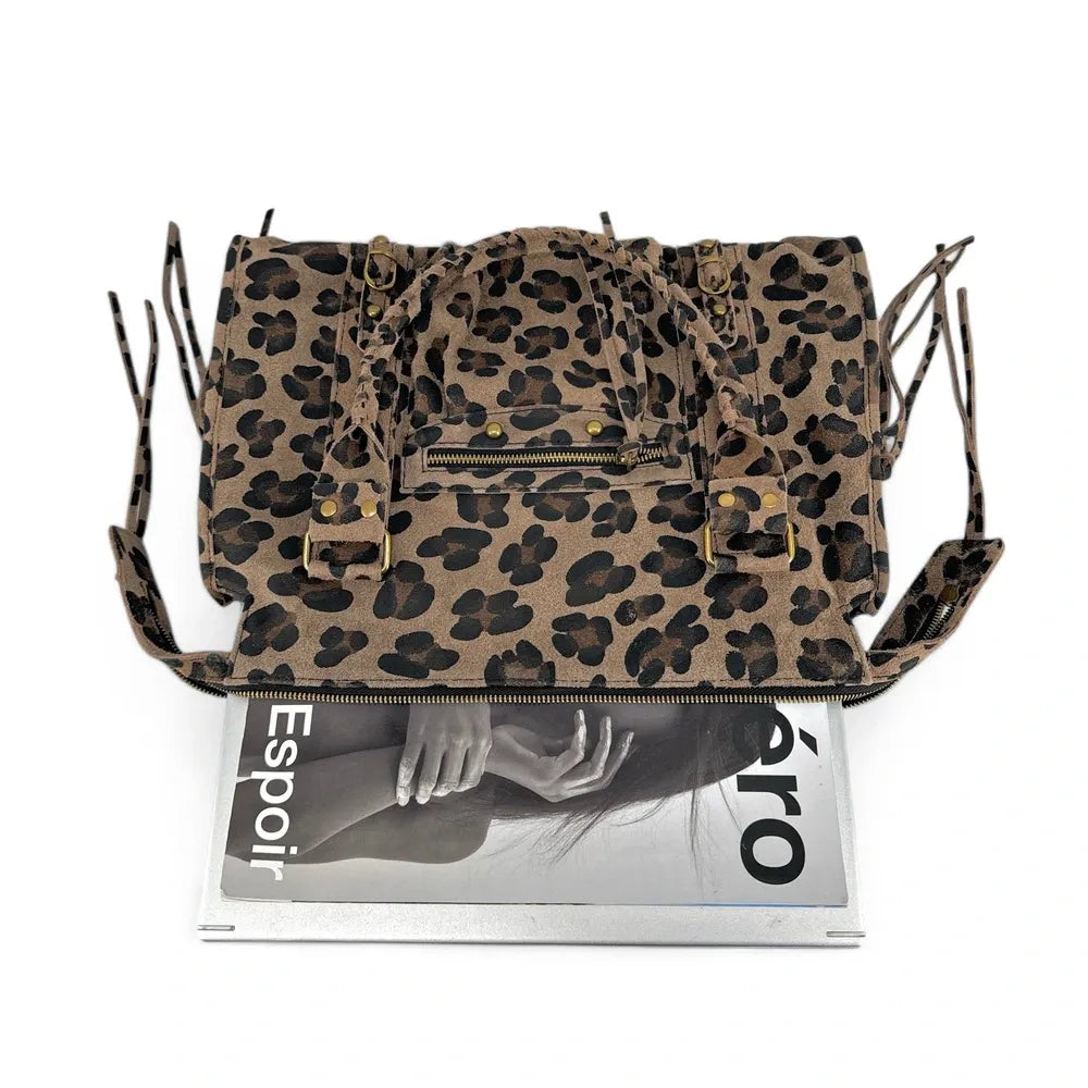 Sac à main en cuir à motif SANDSTORM LEO E.L. Léopard