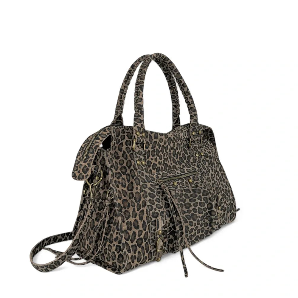 Sac à main en cuir à motif SANDSTORM LEO E.L. Ocelot