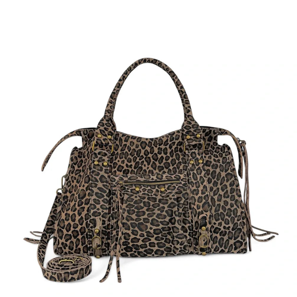Sac à main en cuir à motif SANDSTORM LEO E.L. Ocelot