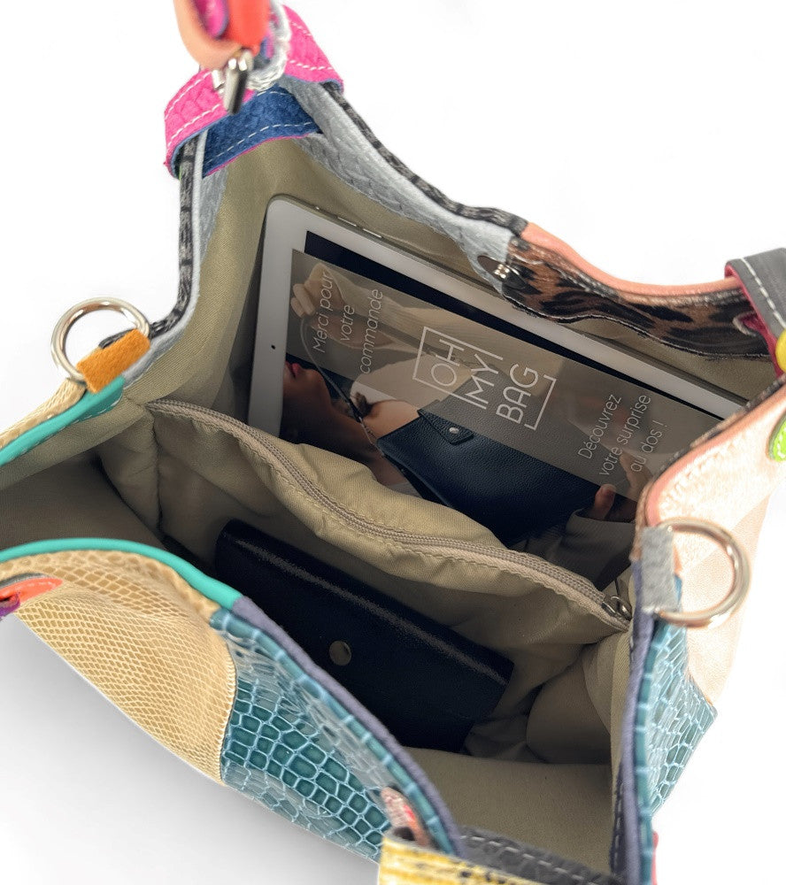 Sac à main trapèze en cuir à motifs UNIQ AKIRA 02 Multicolore