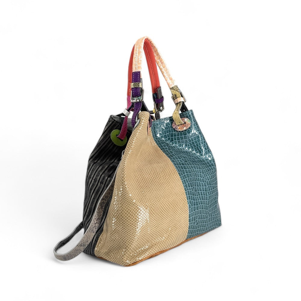 Sac à main trapèze en cuir à motifs UNIQ AKIRA 02 Multicolore
