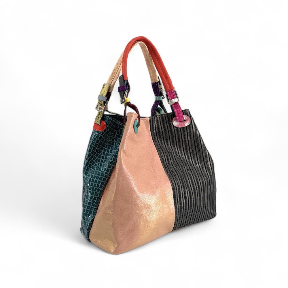 Sac à main trapèze en cuir à motifs UNIQ AKIRA 02 Multicolore