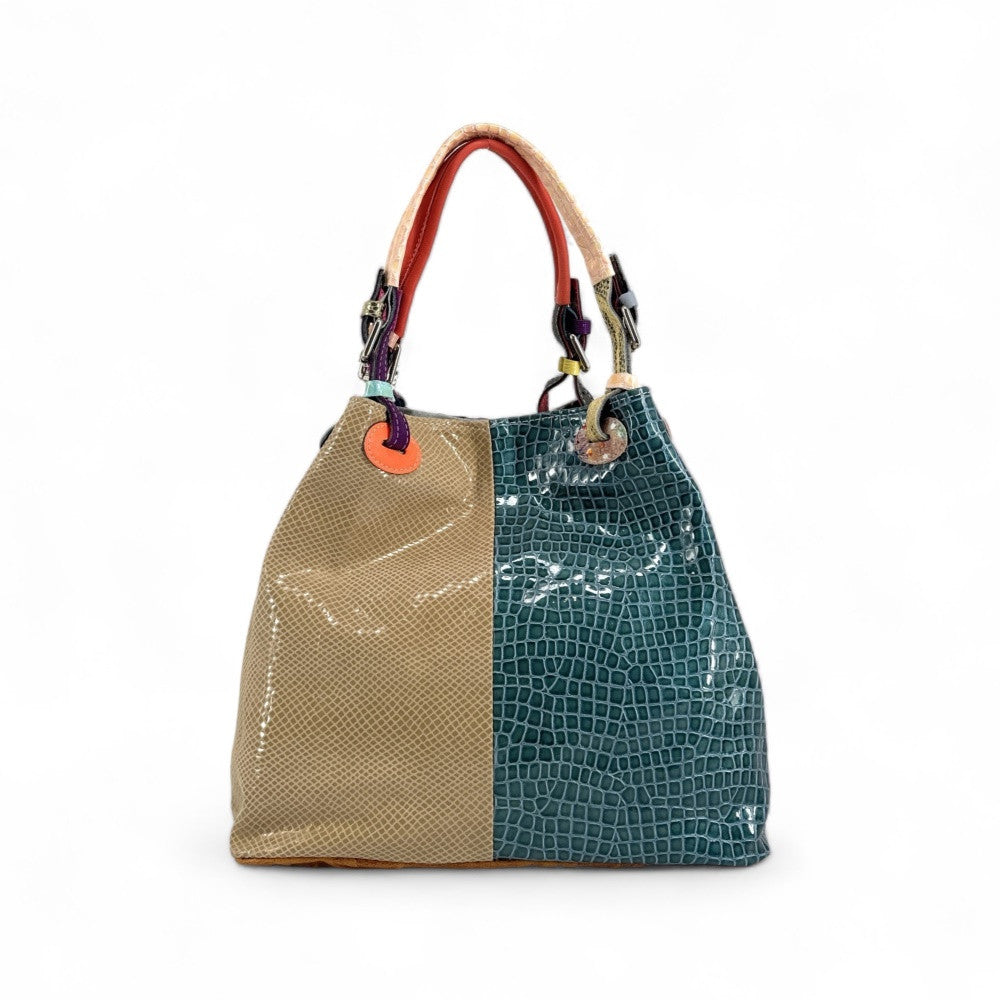 Sac à main trapèze en cuir à motifs UNIQ AKIRA 02 Multicolore