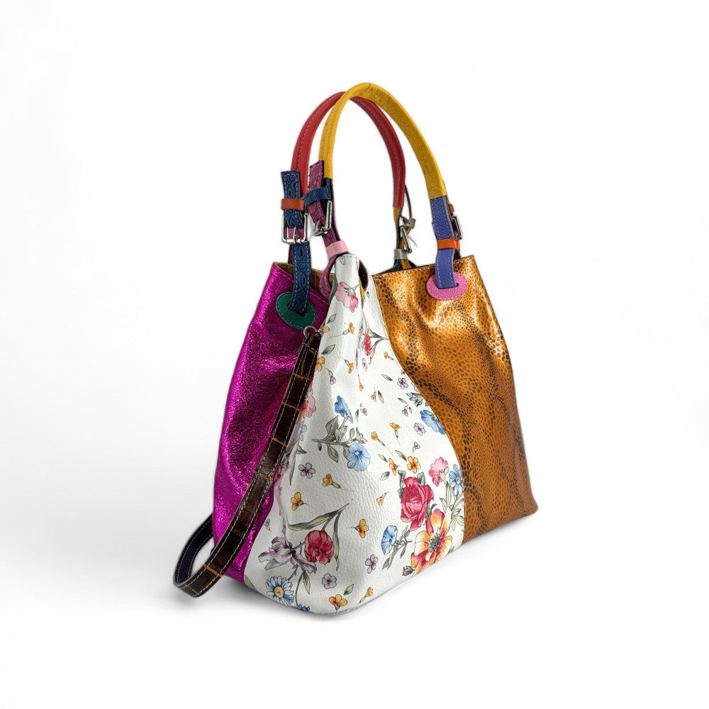 Sac à main trapèze en cuir à motifs UNIQ AKIRA 03 Multicolore