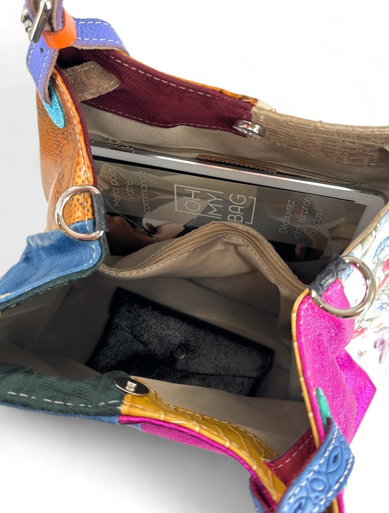 Sac à main trapèze en cuir à motifs UNIQ AKIRA 03 Multicolore