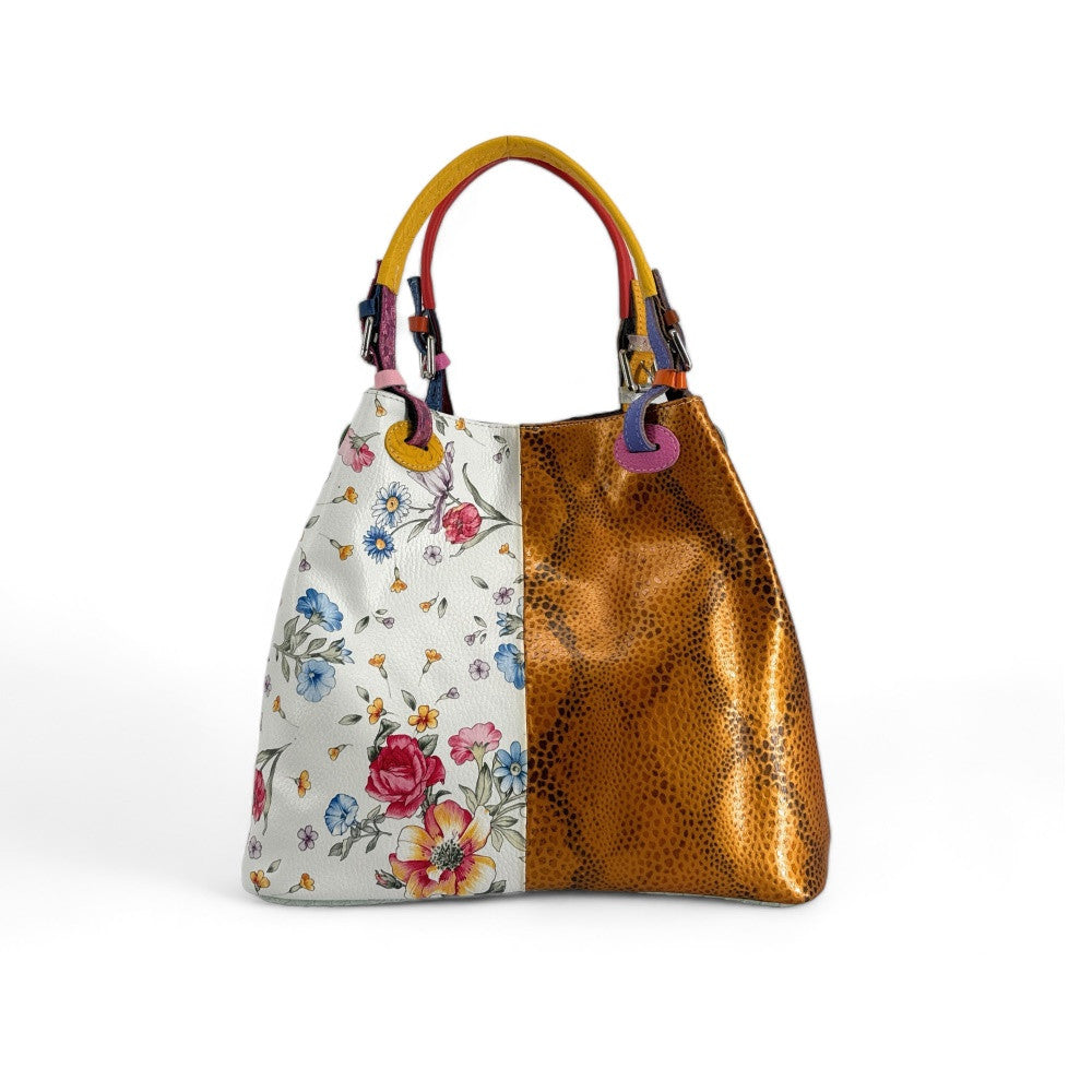 Sac à main trapèze en cuir à motifs UNIQ AKIRA 03 Multicolore