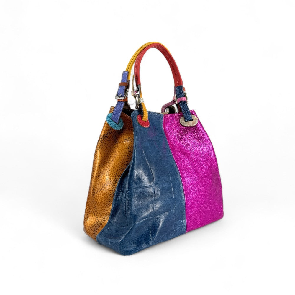Sac à main trapèze en cuir à motifs UNIQ AKIRA 03 Multicolore