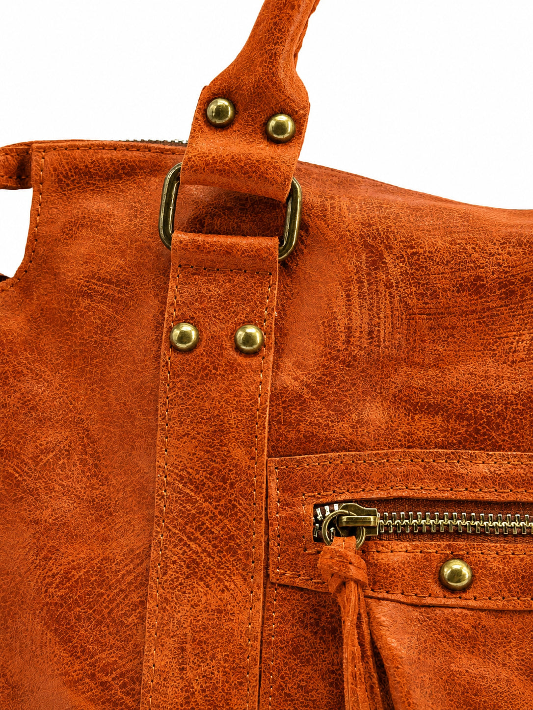 Handtasche aus gebürstetem Leder SANDSTORM Mandarine