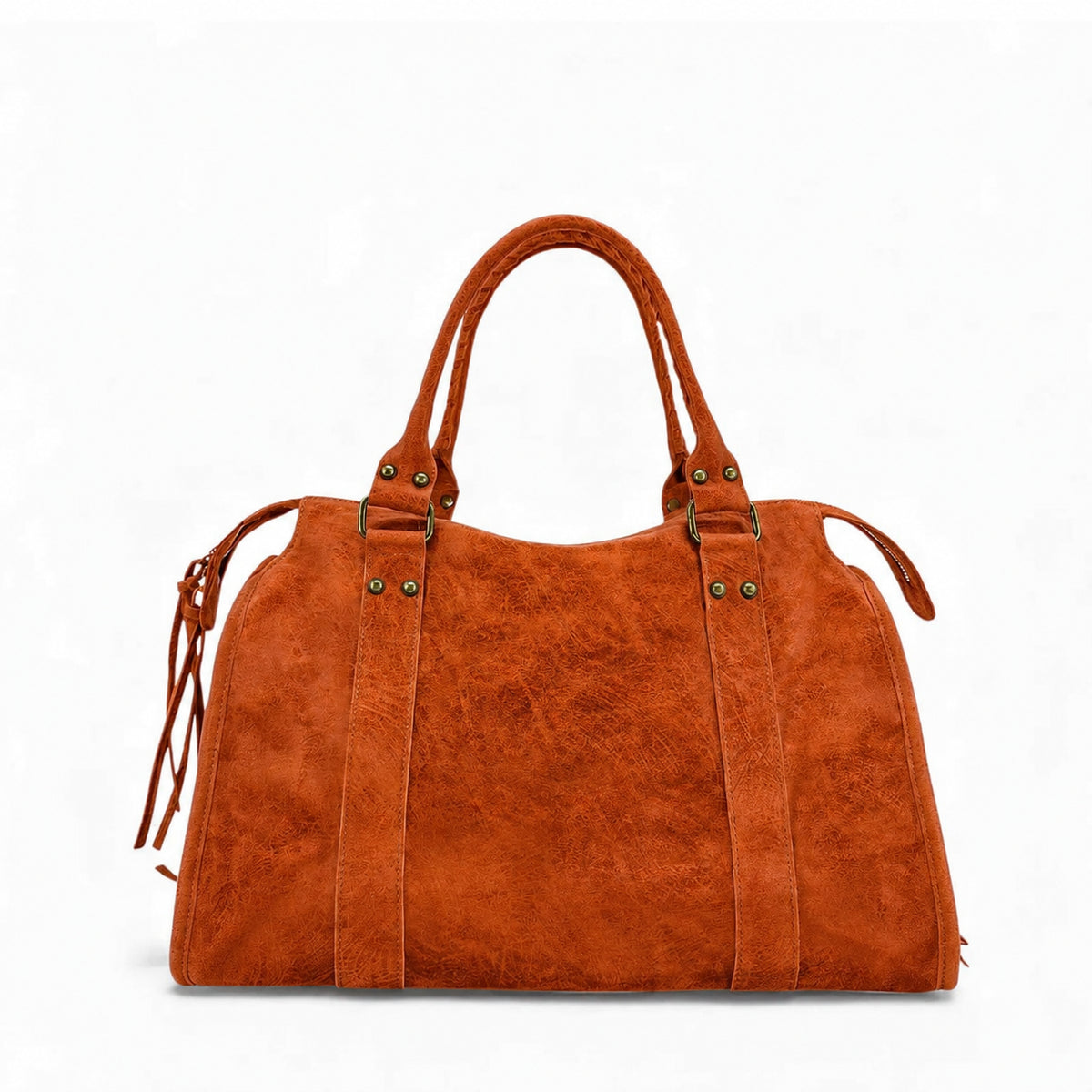 Handtasche aus gebürstetem Leder SANDSTORM Mandarine
