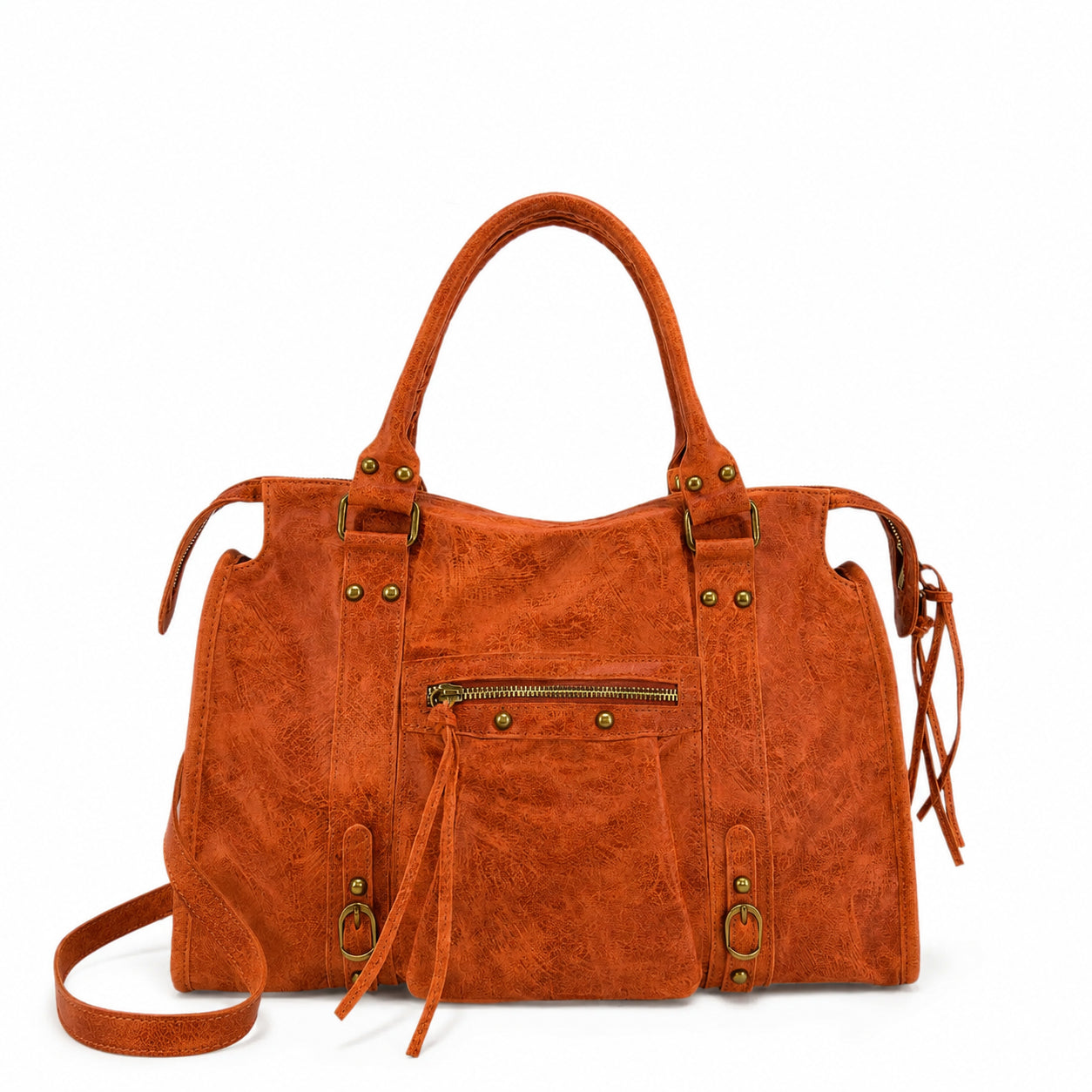 Sac à main en cuir brossé SANDSTORM Mandarine