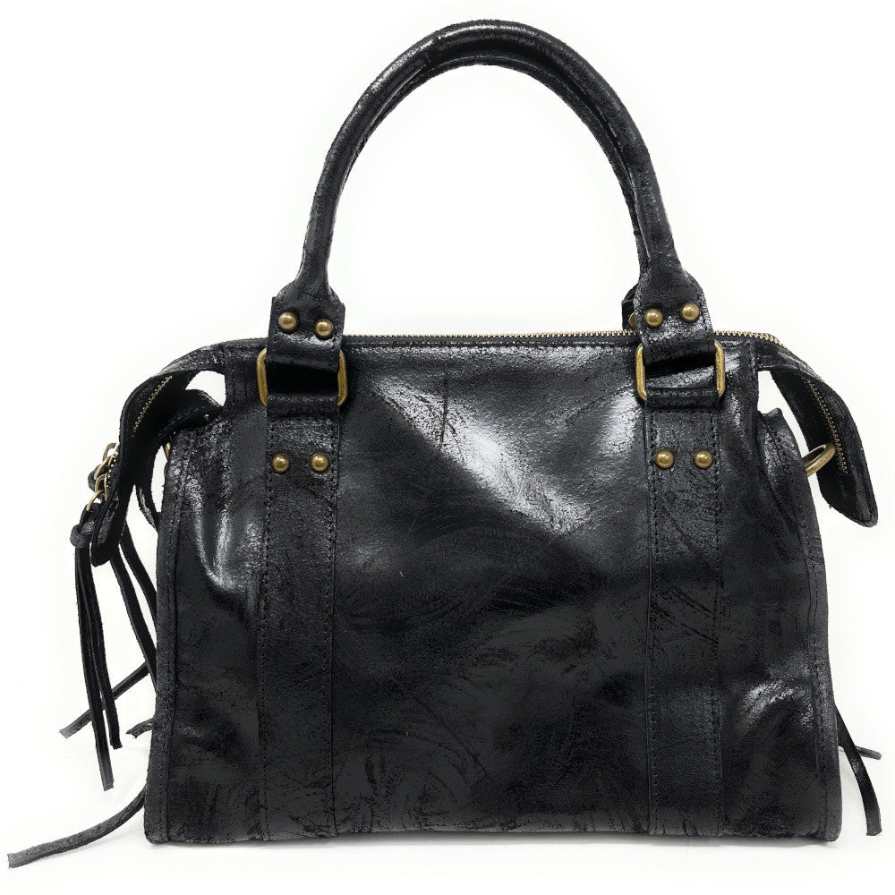 Sac à main en cuir brossé SANDSTORM (petit modèle) Noir