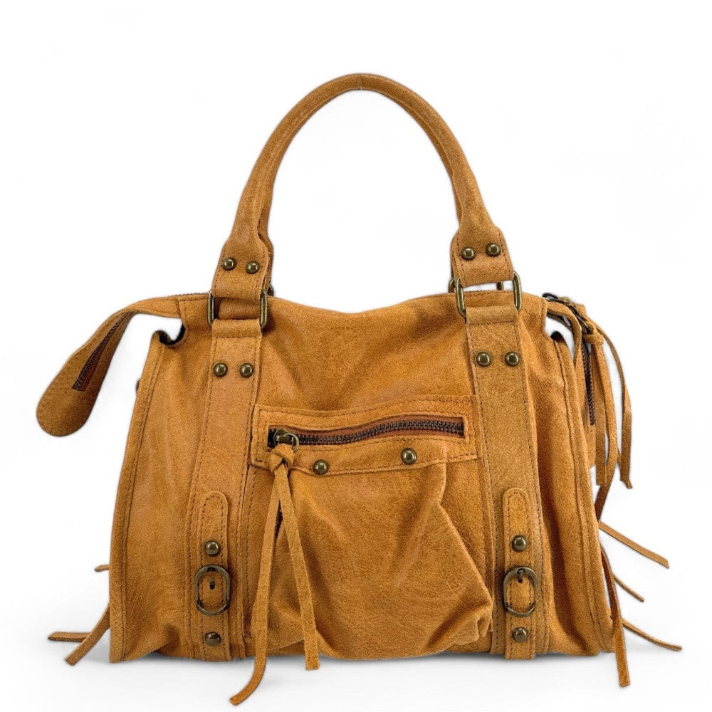 Sac à main en cuir brossé SANDSTORM (petit modèle) Camel