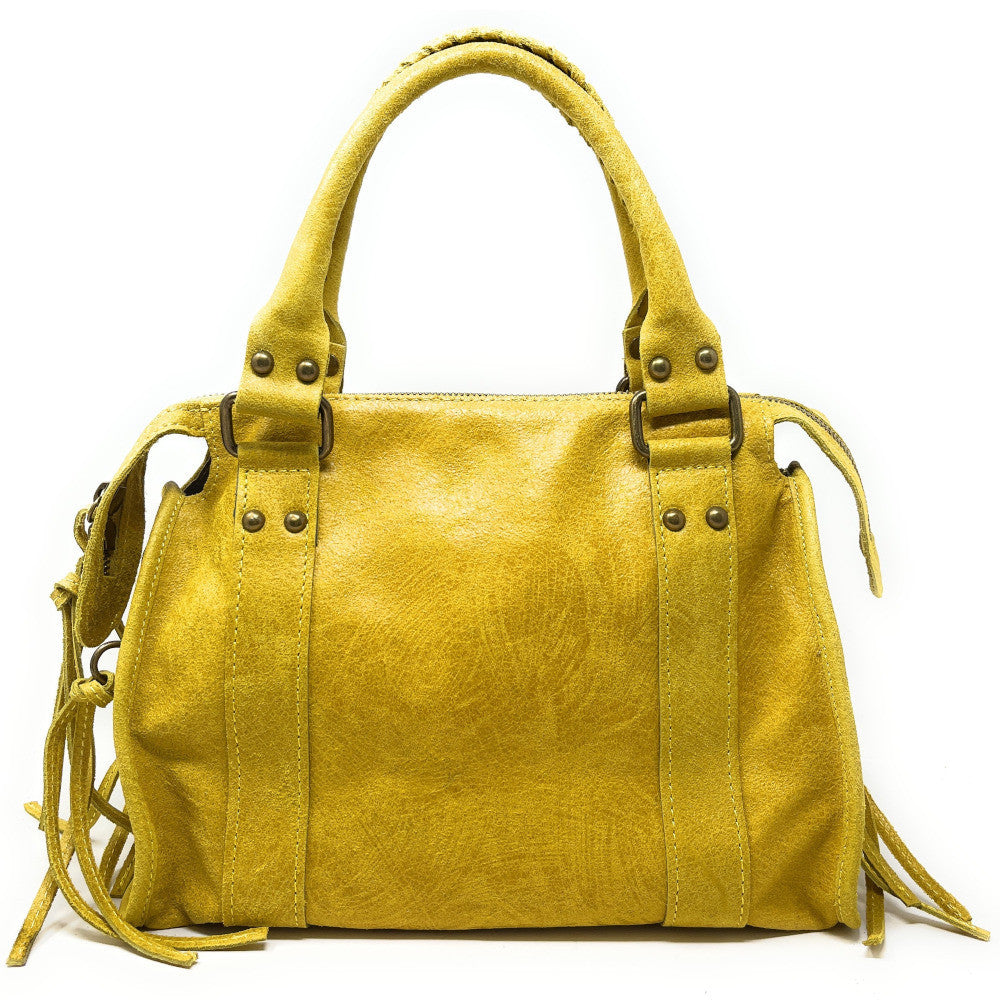 Sac à main en cuir brossé SANDSTORM (petit modèle) Jaune tournesol