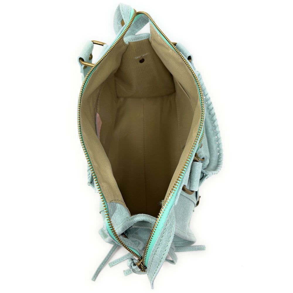 Sac à main en cuir brossé SANDSTORM (petit modèle) Vert pastel
