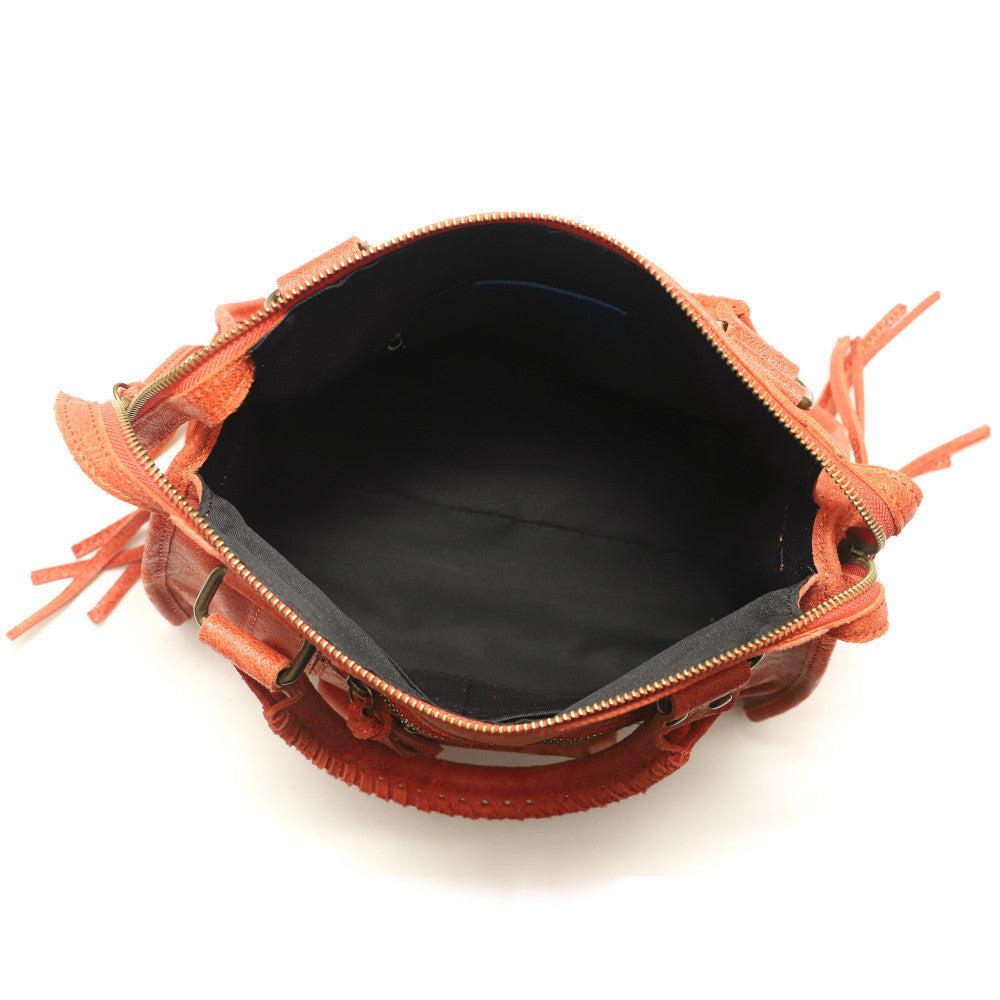 Sac à main en cuir brossé SANDSTORM (petit modèle) Mandarine