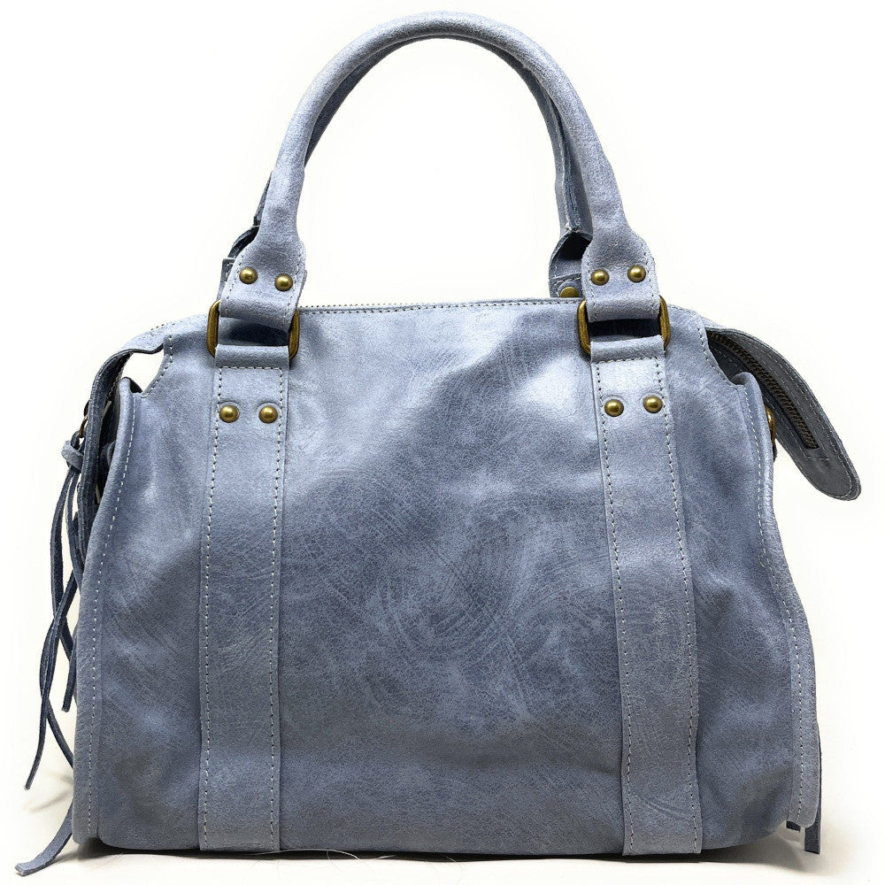 Sac à main en cuir brossé SANDSTORM (petit modèle) Bleu pastel