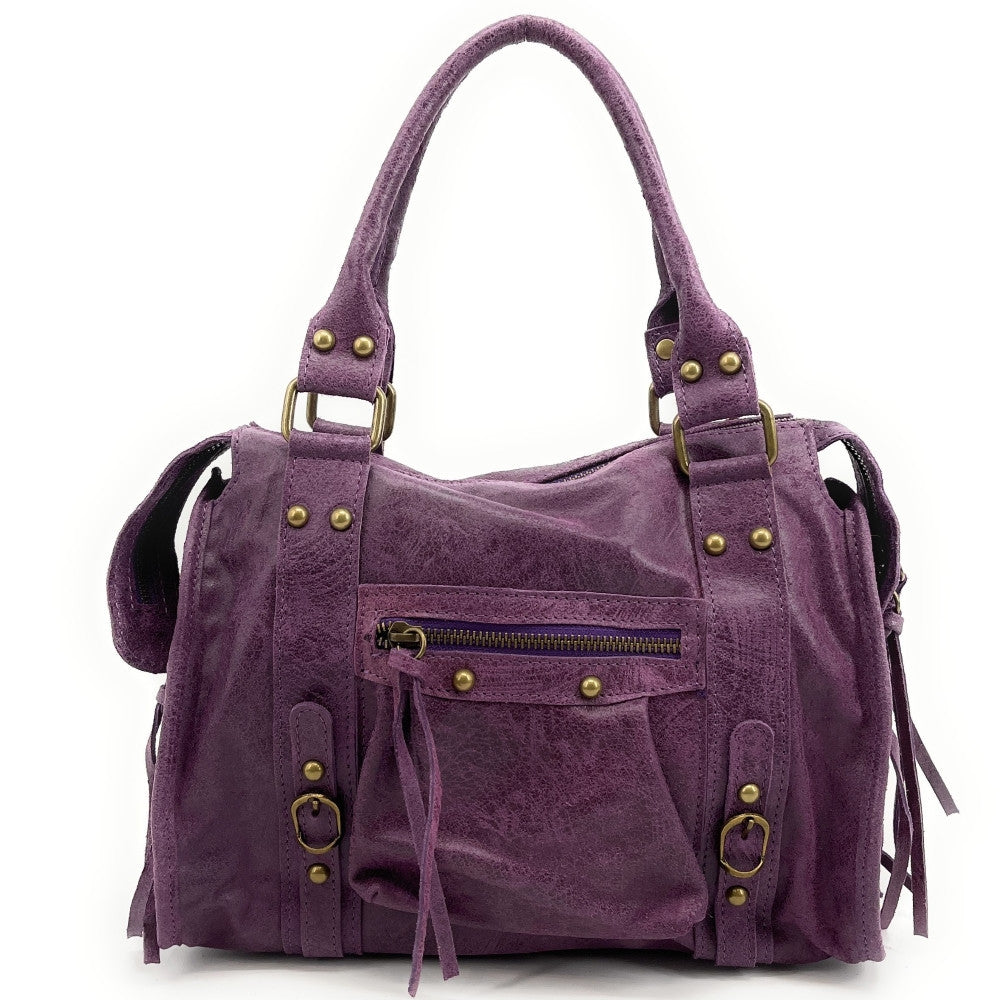 Sac à main en cuir brossé SANDSTORM (petit modèle) Violet